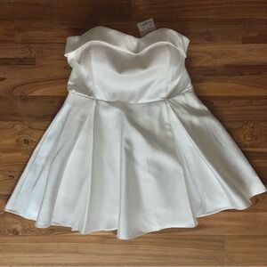 Meshki White Strapless Pleat Mini Dress